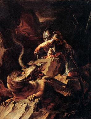 Salvator Rosa Jason Charming the Dragon, oil painting image
